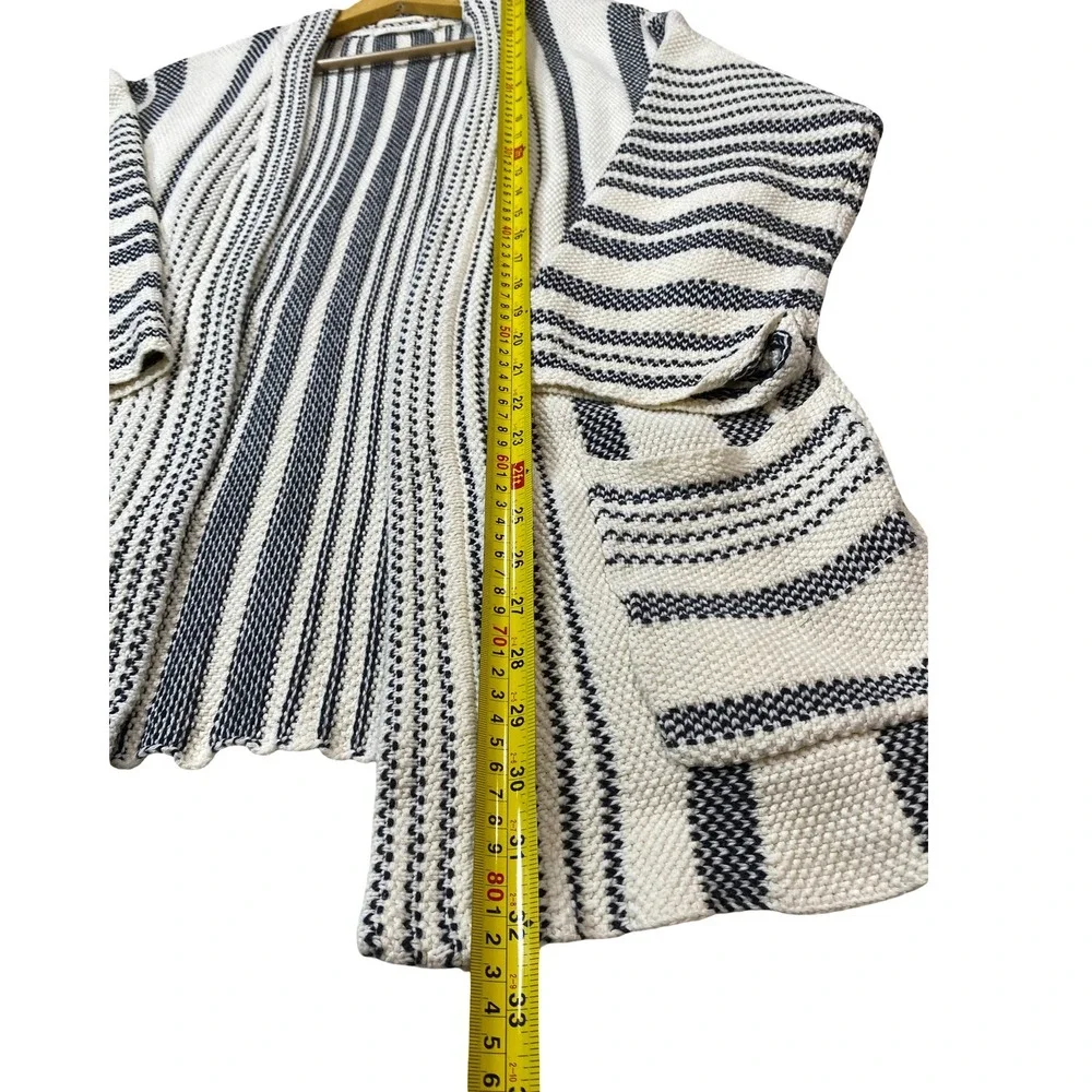 Ellison Womens Striped Open Front Cardigan Sweater Textured Knit‎ L Boho Coastal